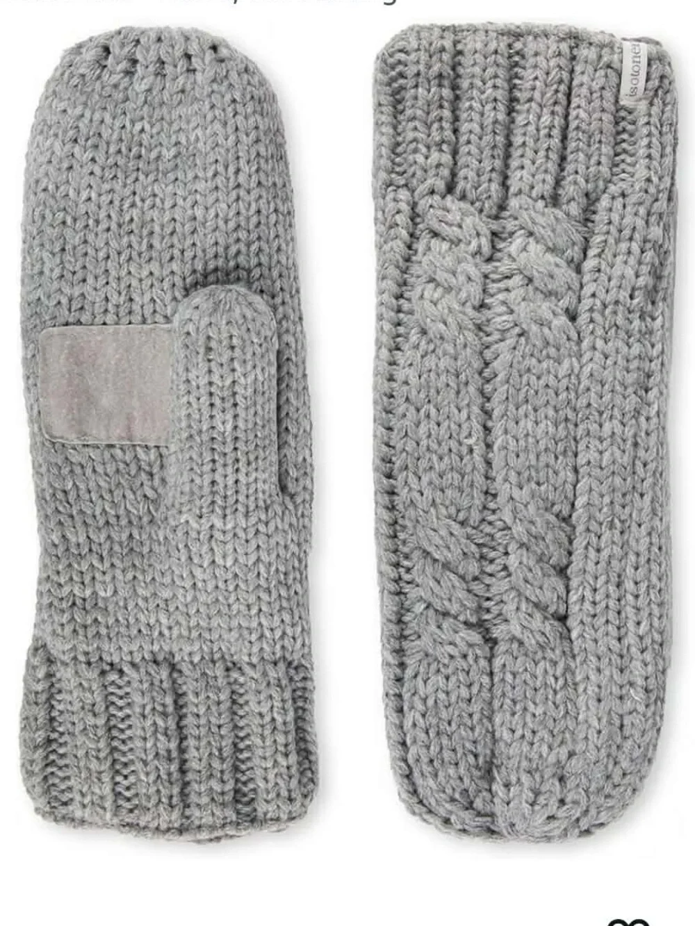 isotoner Light Gray Cable Knit Convertible Mittens
